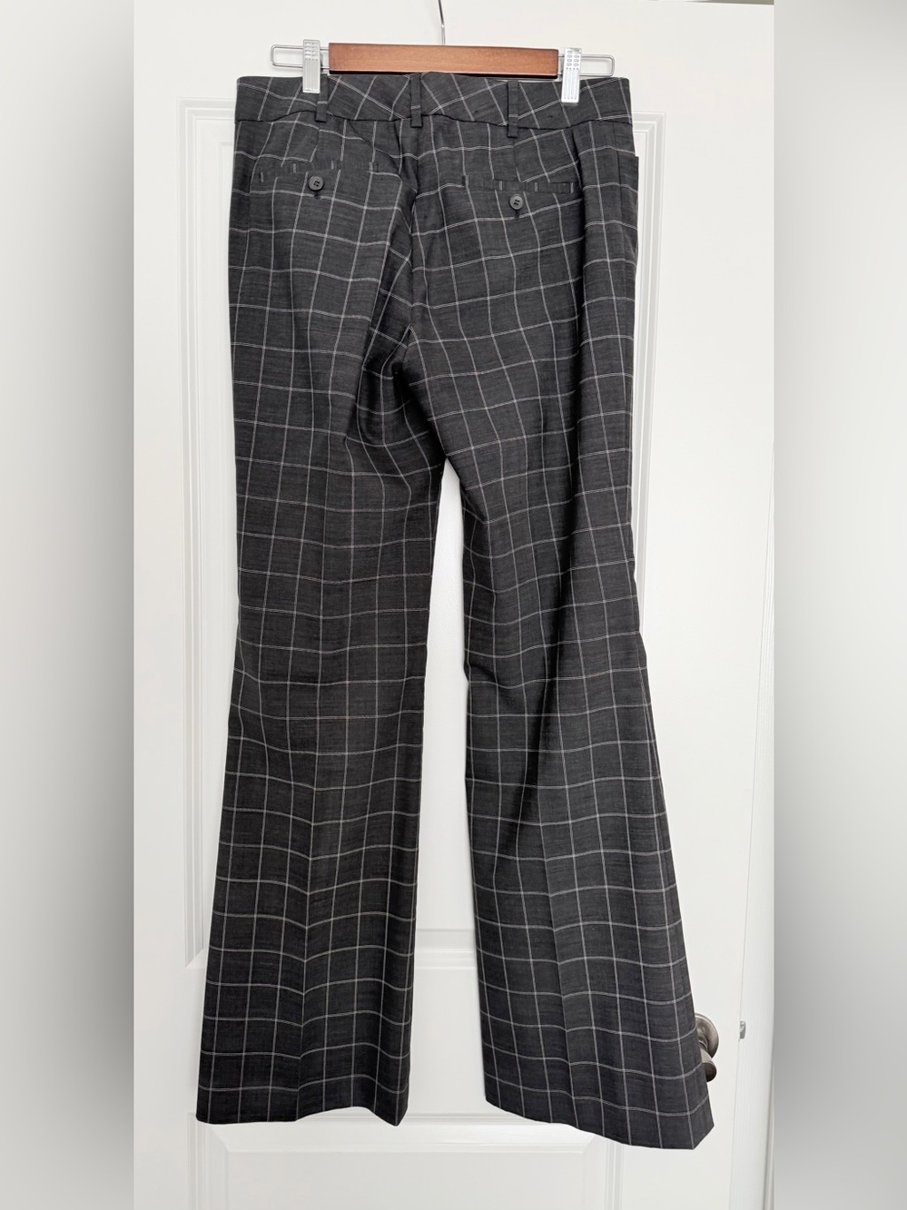 Club Monaco Women’s Black WoolWindowpane Dress Pants with Gray / White Grid Size - Picture 6 of 7